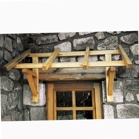 Levigne – Marquise d'accueil en bois 150 x 80 cm – Prête à poser – Ossature incluse – Pannes et chevrons rabotés et moulurés