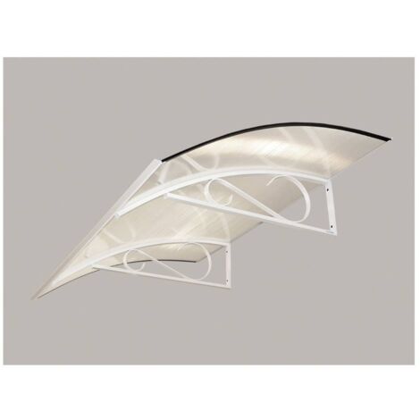 Levigne – Marquise Oncins – Auvent rétro en aluminium et polycarbonate 120/150 cm – Sans gouttière – Protection porte intempéries