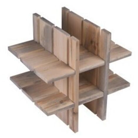 Levigne – Range-bouteilles en bois brut pour 9 bouteilles – Emboîtement sans vissage – Style vintage modulable – Compatible caisse 36x36x32 cm