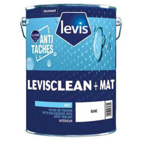 Levis Levisclean+ Mat Peinture Acrylique Effet Perlant Anti Taches - Surfaces Murales - Intérieur Conditionnement: 15L - Couleur: BLANC