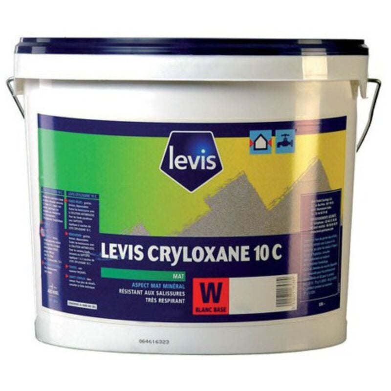 Cryloxane 10C - Peinture Mate Hydrofuge - Façades Finition: Mat - Couleur: Blanc - Conditionnement: 15L - Levis