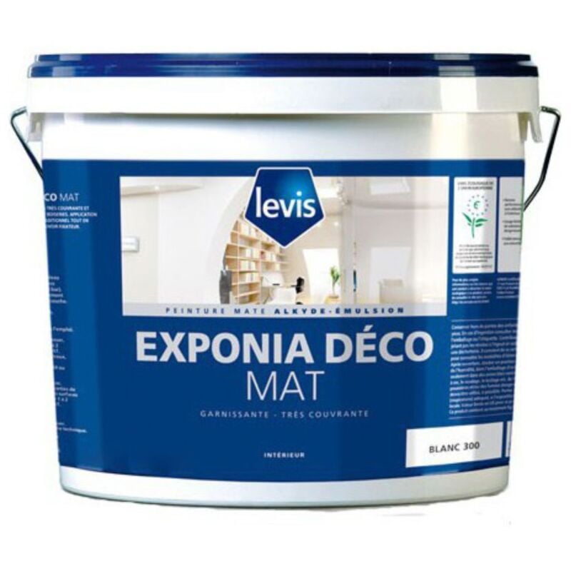 Exponia Deco Mat peinture Murs & Plafonds - Intérieur - 10 Litres Finition: Mat - Couleur: Blanc - Conditionnement: 10L - Levis