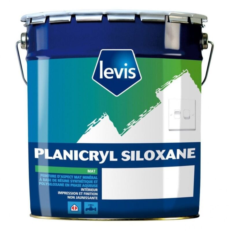 Planicryl Siloxane Peinture Mate - Murs & Plafonds - Intérieur Finition: Mat - Couleur: Blanc - Conditionnement: 12.5L - Levis
