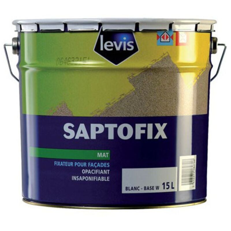 Levis - Saptofix Fixateur Opacifiant - Béton Enduits Ciment Briques Pierres - Extérieur - 15 Litres