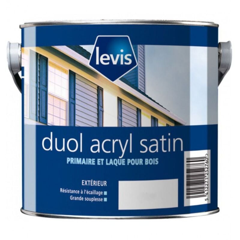 Duol Acryl Satin Peinture Acrylique Microporeuse Boiseries - Extérieur Finition: Satiné - Couleur: Blanc - Conditionnement: 2.5L - Levis