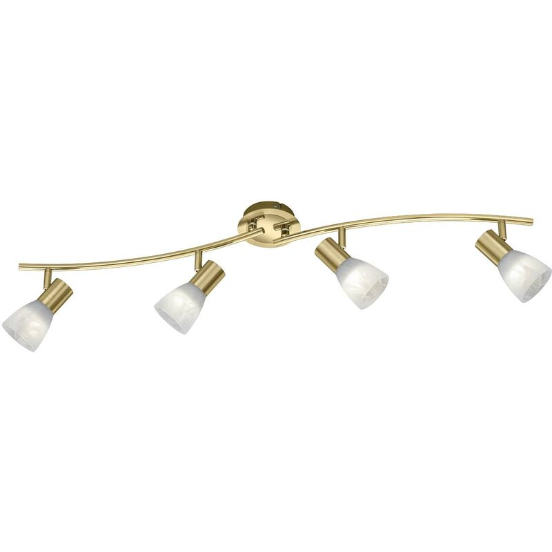 Levisto Barre Led 4 Spots Orientables. Laiton+Verre Alabaster. L.88