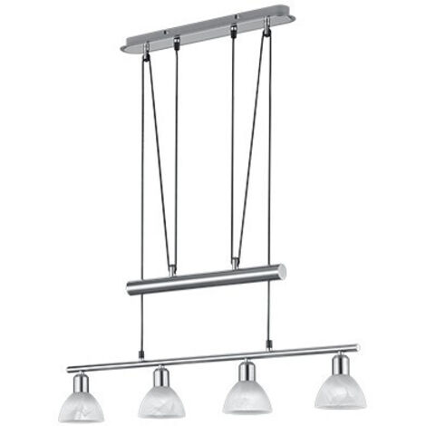 LEVISTO SOSPENSIONE CON BILANCERE LED 4 VETRI ACCIAIO L.80,5 CM 4 LUCI ATTACCO E14, LAMPADINE INCLUE 19,6W 1880LM 3000K
