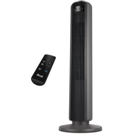 LEVOIT Ventilatore a Torre con Telecomando 92CM, Serie Classica 92 cm, Ventola di Raffreddamento Silenziosa 23 dB, 3 Modalità, 5 Velocità, Oscillazione 90° Timer 12H, Display LED, Grigio Elegante
