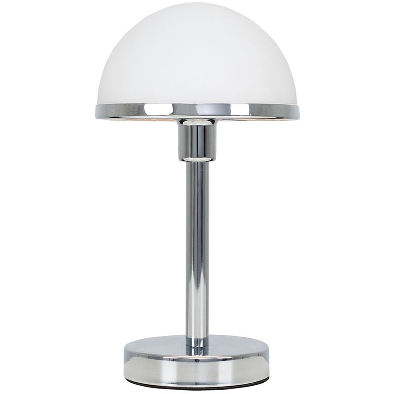 Chrome & White Glass Touch Table Lamp