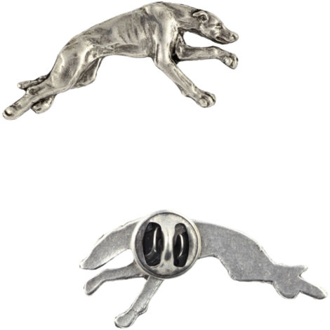Broche Argentée Lévrier Whippet – Art Dog – Qualité Supérieure – Chien élégant