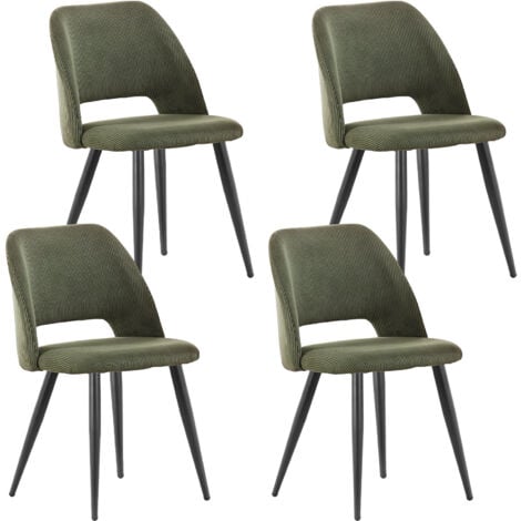 LEWE 4 Chaise de Salle à Manger en Velours,Chaise Rembourrée avec Pieds Indépendants - Vert Armée
