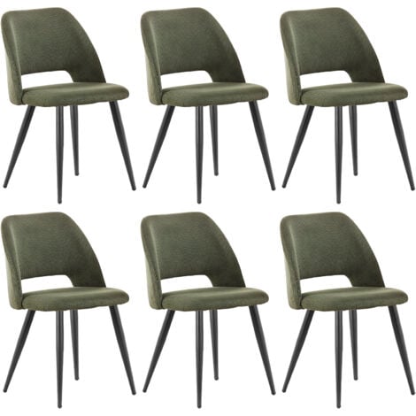 LEWE 6 Chaise de Salle à Manger en Velours,Chaise Rembourrée avec Pieds Indépendants - Vert Armée