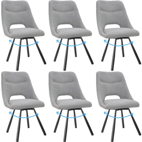 LEWE 6 Chaises de Salle à Manger, Chaise de Cuisine Pivotante à 180°, Capitonnée Chaise Salon avec Pieds en Métal, Gris clair