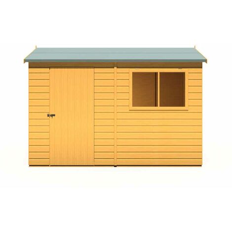 Lewis 10 x 8 Feet Single Door Reverse Apex Style D Shed - L256.6 x W311.4 x H220.7 cm
