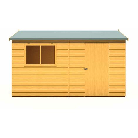 Lewis 12 x 8 Feet Single Door Reverse Apex Style C Shed - L256.6 x W371.4 x H220.7 cm