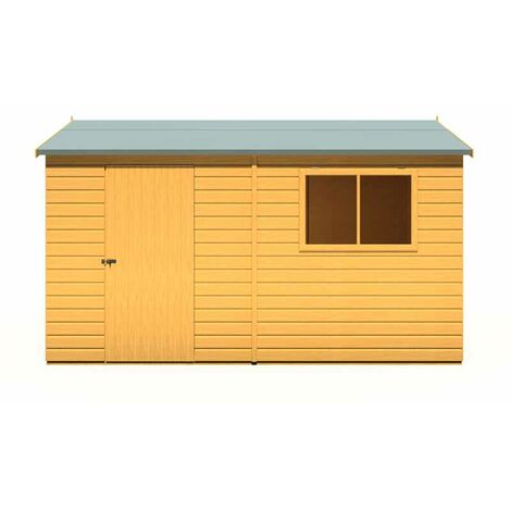 Lewis 12 x 8 Feet Single Door Reverse Apex Style D Shed - L256.6 x W371.4 x H220.7 cm