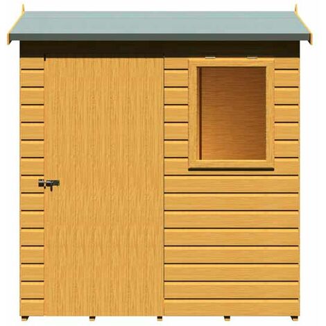 Lewis 6 x 4 Feet Single Door Reverse Apex Style D Shed - L136.1 x W191.4 x H204.3 cm