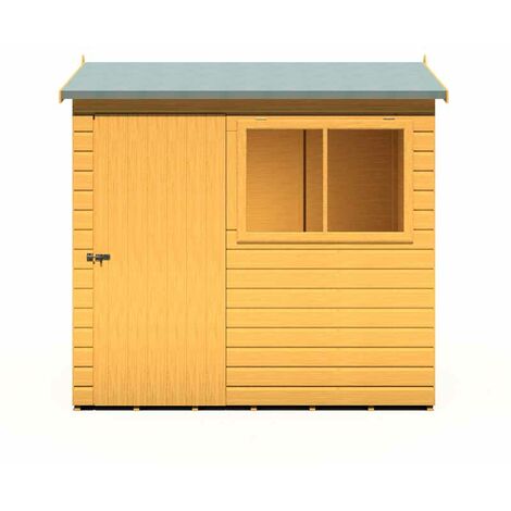 Lewis 7 x 5 Feet Single Door Reverse Apex Style D Shed - L147.3 x W208.2 x H187 cm