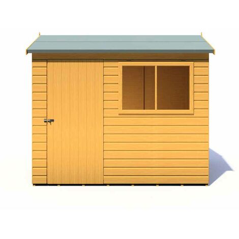 Lewis 8 x 6 Feet Single Door Reverse Apex Style D Shed - L196.3 x W251.4 x H212.7 cm