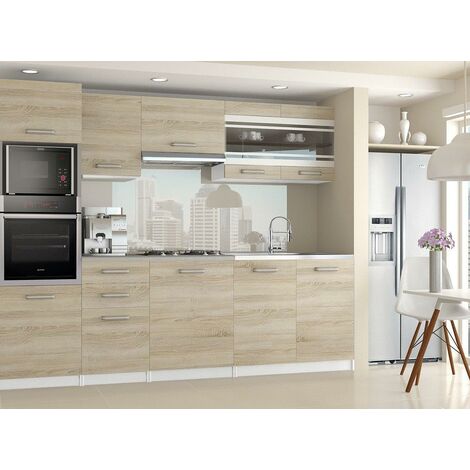 LEXHAM | Cocina completa modular lineal L 240cm 7 piezas | Plan de trabajo INCLUIDO | Conjunto de armario de muebles de cocina