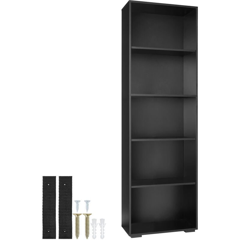 Lexi Bookcase with 5 Shelves - shelf, corner shelf, shelving unit - black