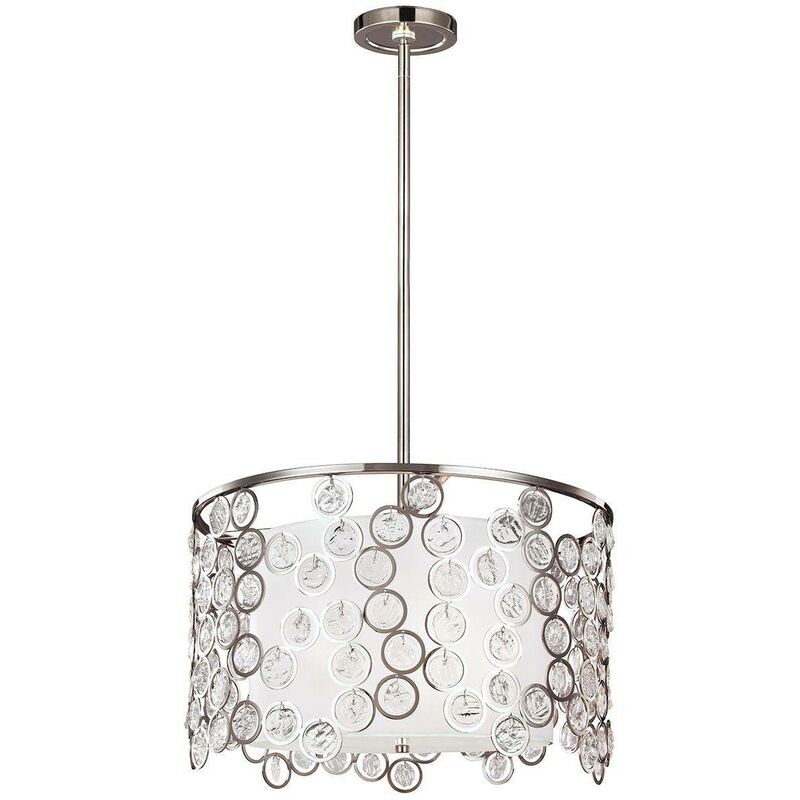Elstead Lexi - 3 Light Round Ceiling Pendant Polished Nickel, E27