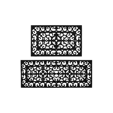 Lexi Wrought Iron Effect Rubber Doormat and Patio Mat set