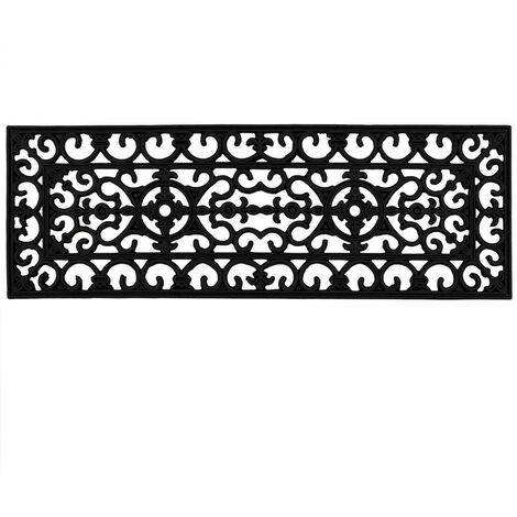 Lexi Wrought Iron Effect Rubber Step Mat, 25x75cm, Black
