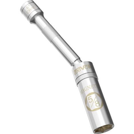 LEXIVON Chiave a Bussola per Candela da 16mm, Chiave con snodo per Candele 5/8, Bussola per Candela, Attacco da 3/8, per Chiave dinamometrica, Chiave a cricchetto, Lunghezza: 15cm (LX-121)