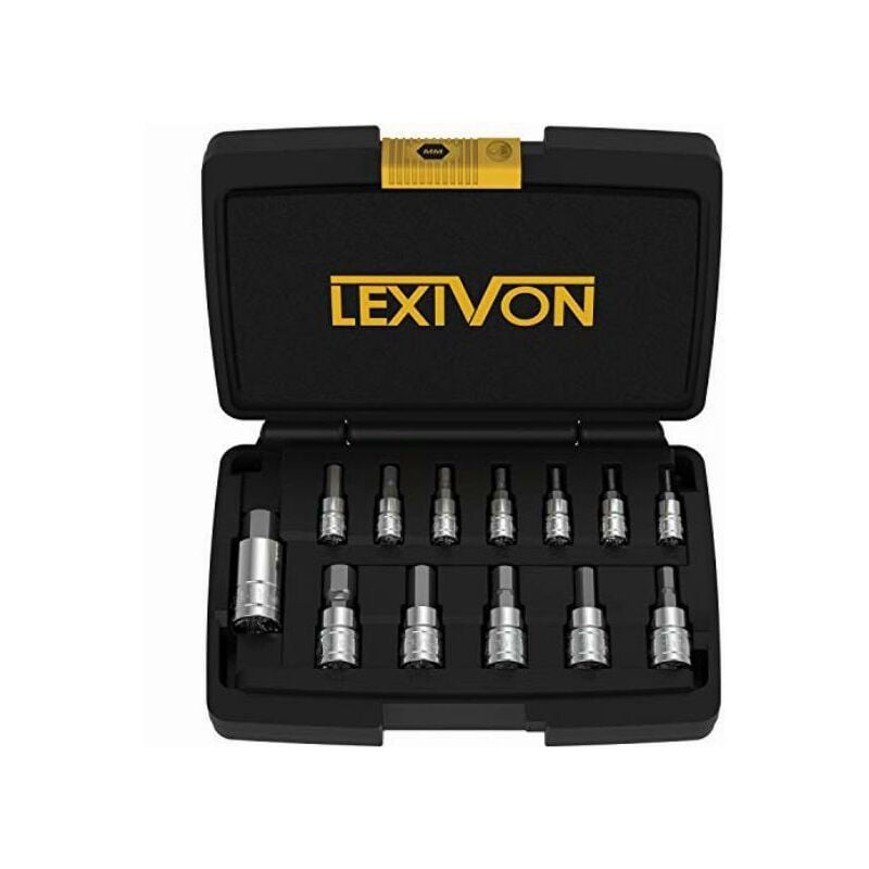 Image of LEXIVON Set di chiavi a bussola con punta esagonale per chiave dinamometrica, chiave a cricchetto e avvitatore a batteria, 13 pezzi metrici 2 mm - 14