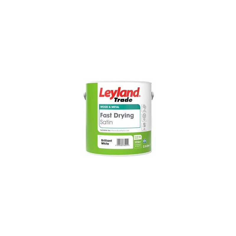 Leyland - Trade Fast Drying Satin Paint - Brilliant White - 2.5L - Brilliant White