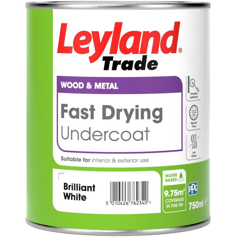 Leyland - Trade Fast Drying Undercoat Paint - Brilliant White - 750ml - Brilliant White