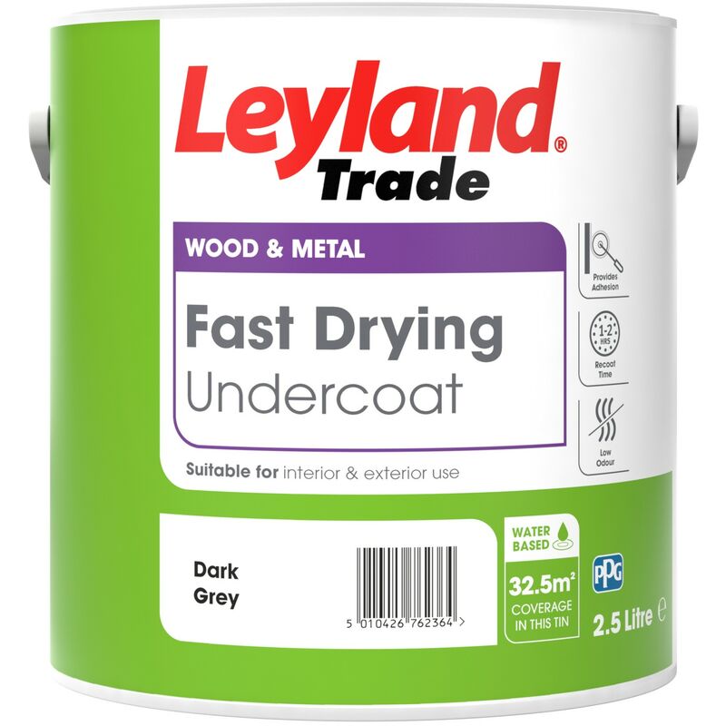 Leyland - Trade Fast Drying Undercoat Paint - Dark Grey - 2.5L - Dark Grey