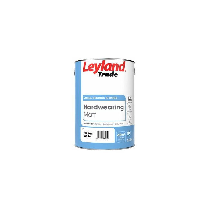 Leyland - Trade Hardwearing Matt Paint - Brilliant White - 2.5L - Brilliant White