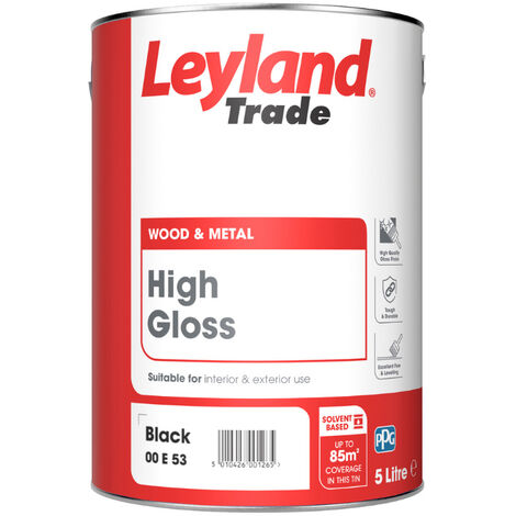 Leyland Trade High Gloss Paint - Black - 5L