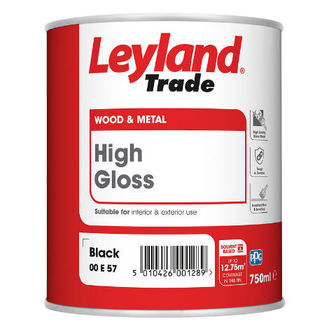 Leyland Trade High Gloss Paint - Black - 750ml