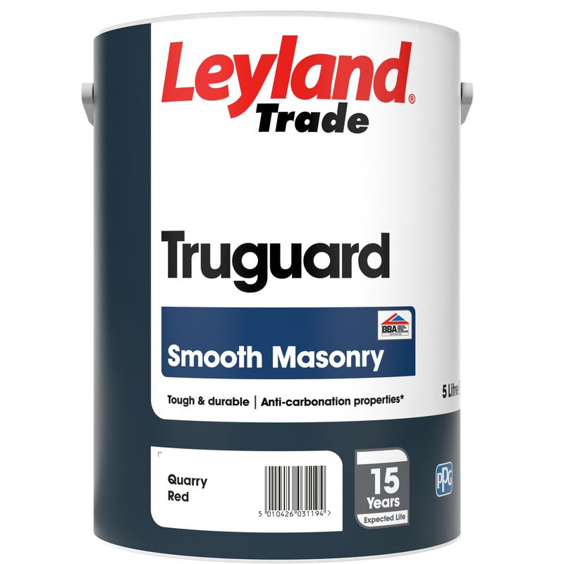 Leyland - Trade Truguard 15 Year Masonry Paint - 5 Litre - Quarry Red - Quarry Red