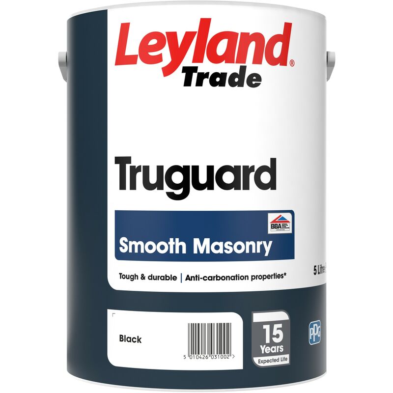 Leyland - Trade Truguard 15 Year Masonry Paint - 5 Litre - Black - Black