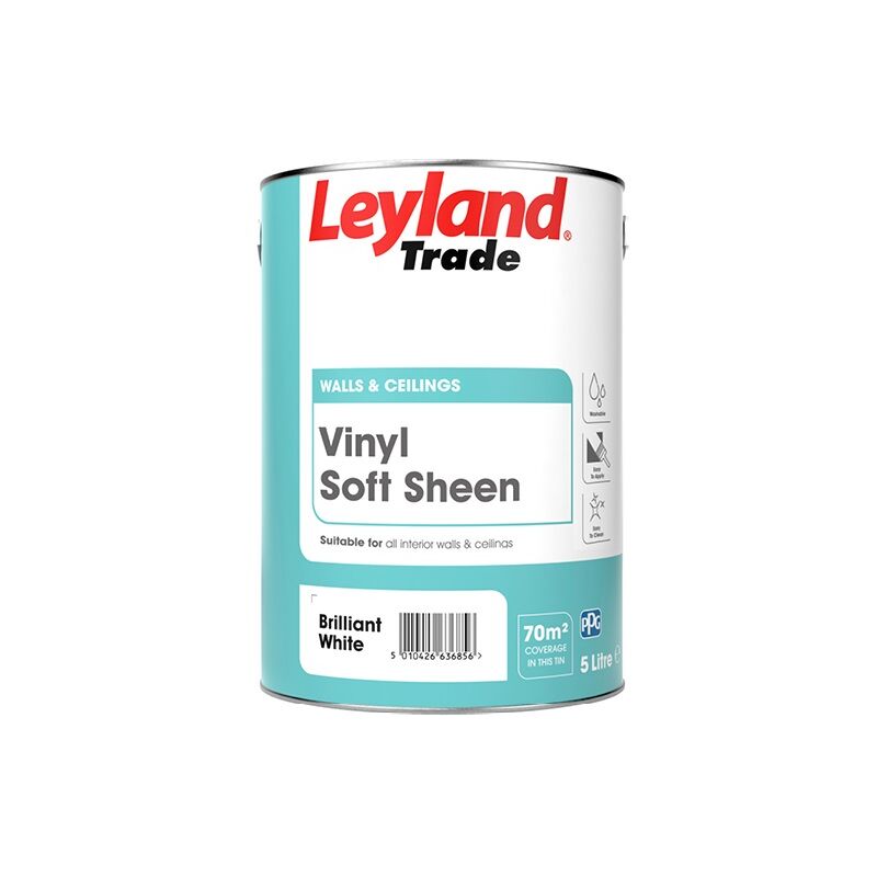 Leyland - Trade Vinyl Soft Sheen Emulsion Paint - Brilliant White - 5L - Brilliant White