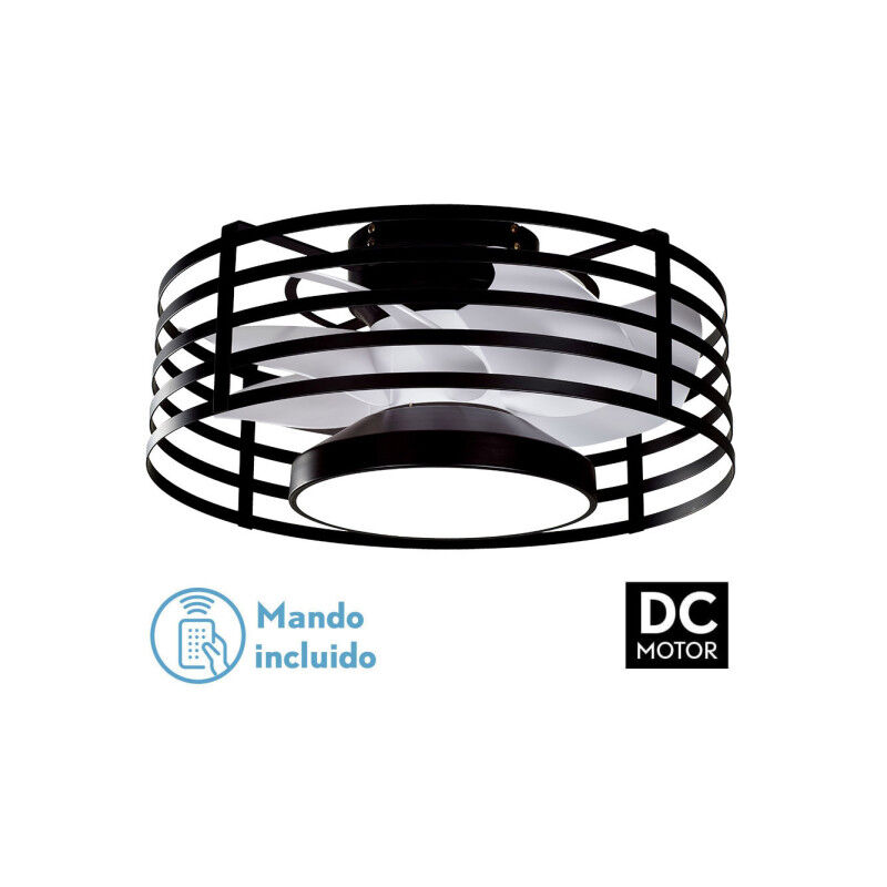 Fabrilamp - Lüfter 22w Dc Xaloc Black 7White Blades 6vel 3000-4000-6500 28x57,8x57,8cm w/ Earthquake, Memory & Timer