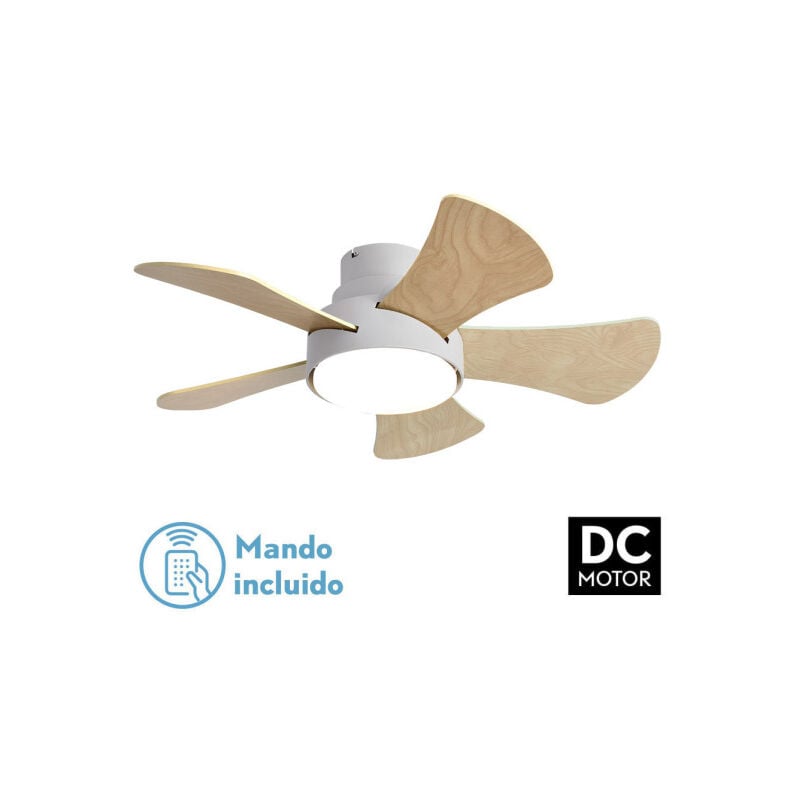 Ventilator 25w Dc White Gregario 5 Flügel Rev. White/beech 6 Speed 3000-4000-6000k 82D Fernbedienung, Speicher und Timer - Fabrilamp