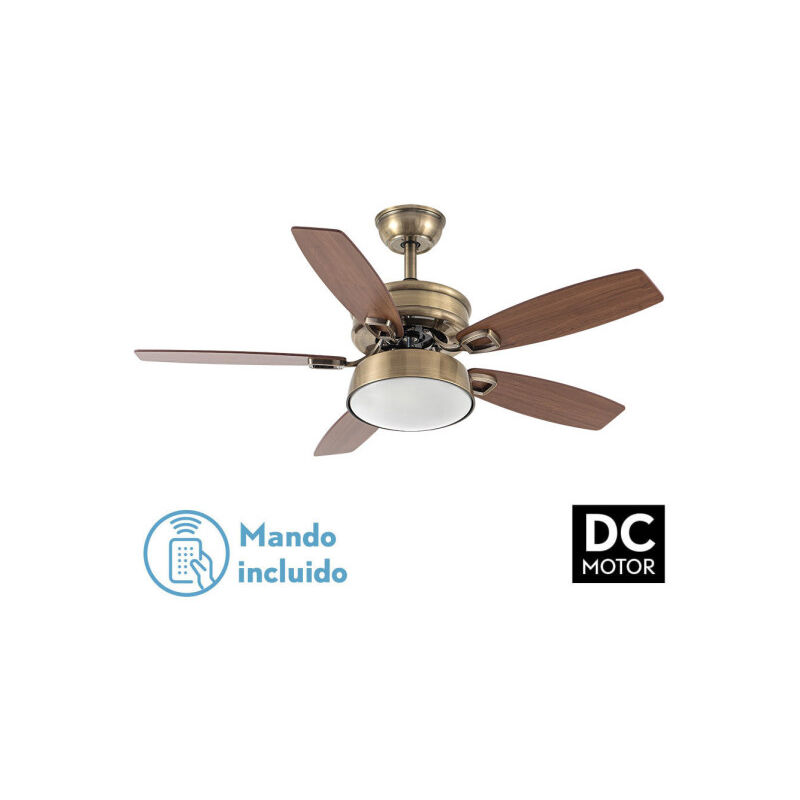 Fabrilamp - Ventilator 30w Dc Braw Leather 5 Blades Walnut/Oak 6 Speed 3 Colours 106,7d/Earthquake, Memory & Timer 2850lm