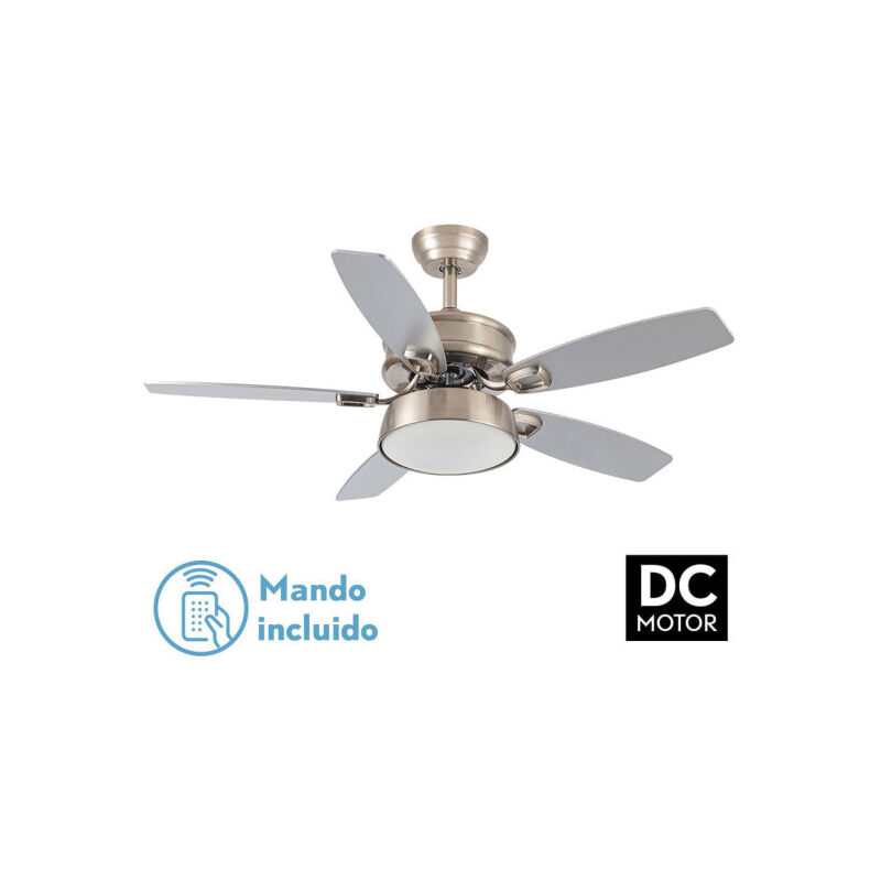 Fabrilamp - Ventilator 30w Dc Braw Nickel 5 Flügel Silber/Buche 6 Vel. 3 Farben 106,7d/Erdbeben, Memory und Timer 2850lm