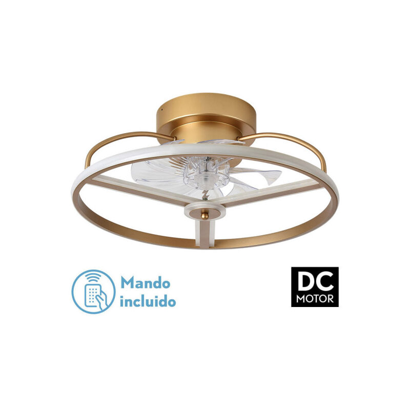 Ventilator 60w Dc Bora Gold 8 Flügel Transp.18x50x50cm 6 Vel. 3 Farben / Earthquake, Memory, Timer & Dimmer 5100lm - Fabrilamp