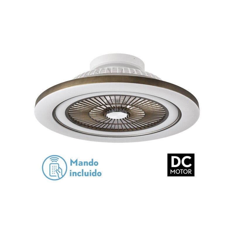 Fabrilamp - Lüfter 72w Dc Mato Cuero 5Aspas Transp. 22x58x58cm 6 Vel. 3 Colores C/remoto,memoria,temporiz y Reg.Intensidad 6120lm