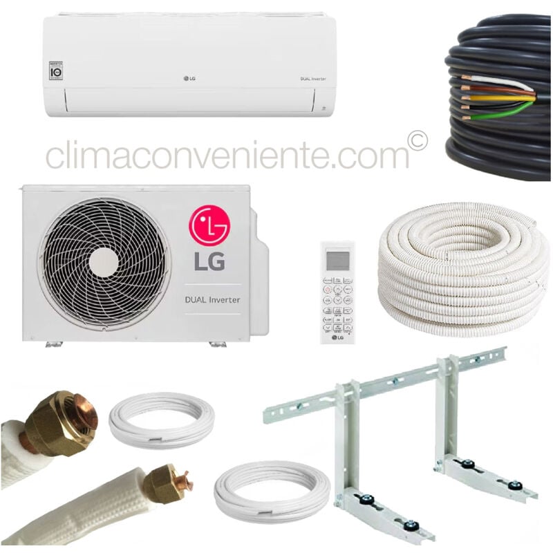 Climaconveniente - lg avec kit d'installation 5 mètres – Mono-split 9000 btu – 2.6 kw S09ET, a++, climatiseur reversible mural split fixe - gamme