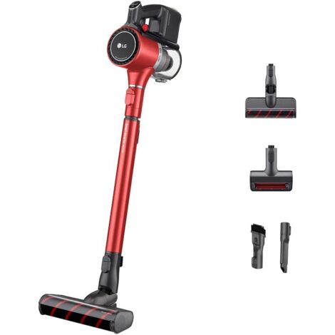 LG Cordzero A9K-Slim1R Aspirapolvere Senza Fili Potenza 200 W, Autonomia 120 Minuti Wi-Fi, 2 Spazzole E 2 Accessori Elettrica Con Tubo Telescopico E Batteria Ricaricabili Installazione a muro Rosso