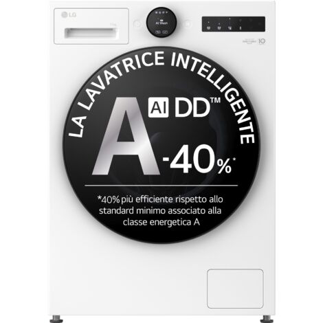 LG F4X7011TWB Lavatrice 11kg AI DD™ Serie X7, Classe A-40%, 1400 giri, Display Easy Circle, Wi-Fi, AI Wash, TurboWash. Tipo di carica: Caricamento frontale. Capacità cestello: 11 kg, Classe di effi...