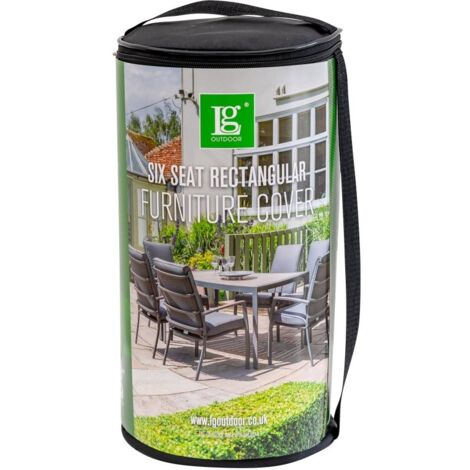 LG Outdoor Deluxe 6 Seater Rectangular Dining Set Garden Furniture Cover Black