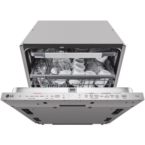 LG QuadWash DB365TXS Lavastoviglie a scomparsa totale Classe B 14 coperti Vapore Wi-Fi. Posizionamento dell'apparecchio: A scomparsa totale, Dimensione: Dimensione massima (60 cm), Colore della por...
